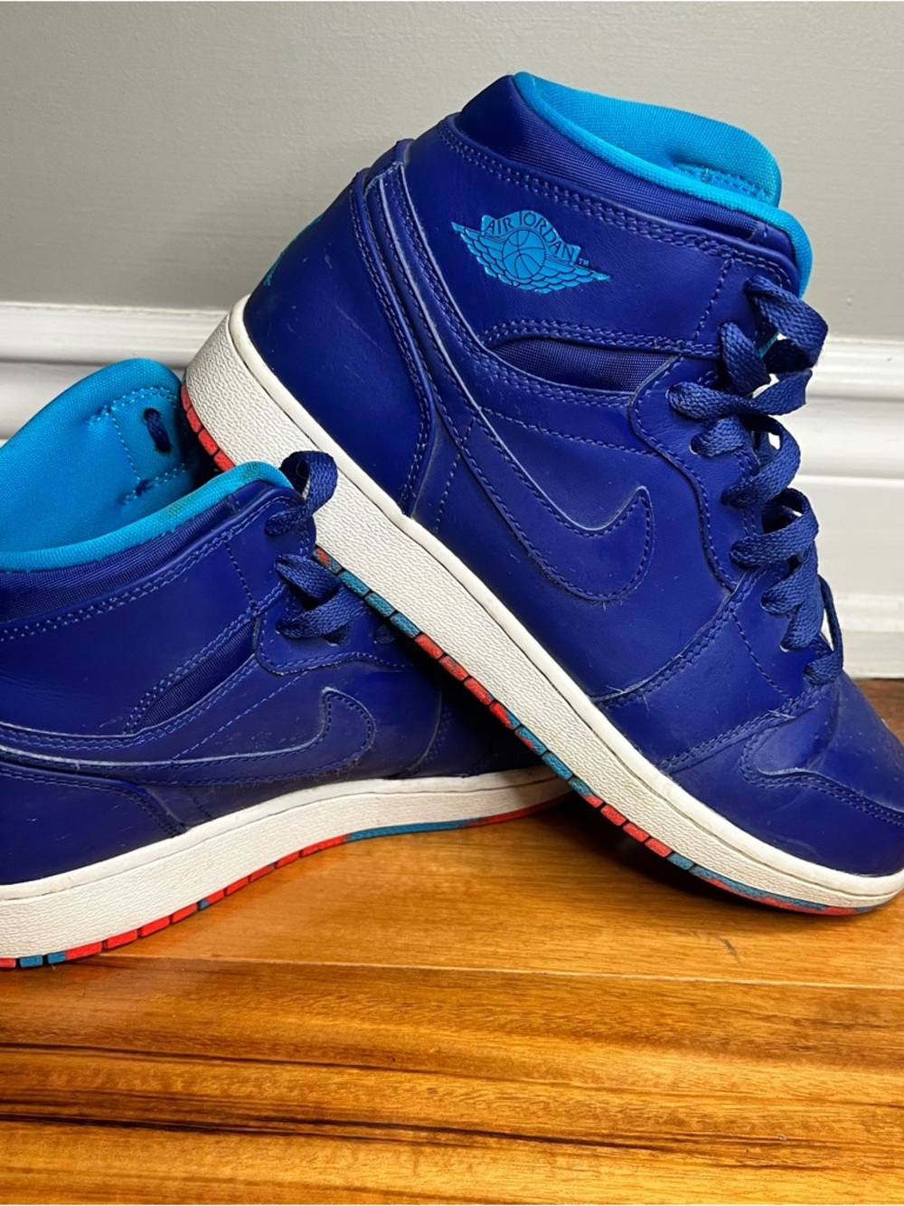 Jordan Kids' Mid-Top Sneakers in Deep Blue with Teal Lining